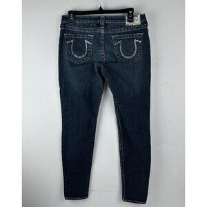 True Religion Jeans Womens Size 31 Blue Legging World Tour Rhinestone